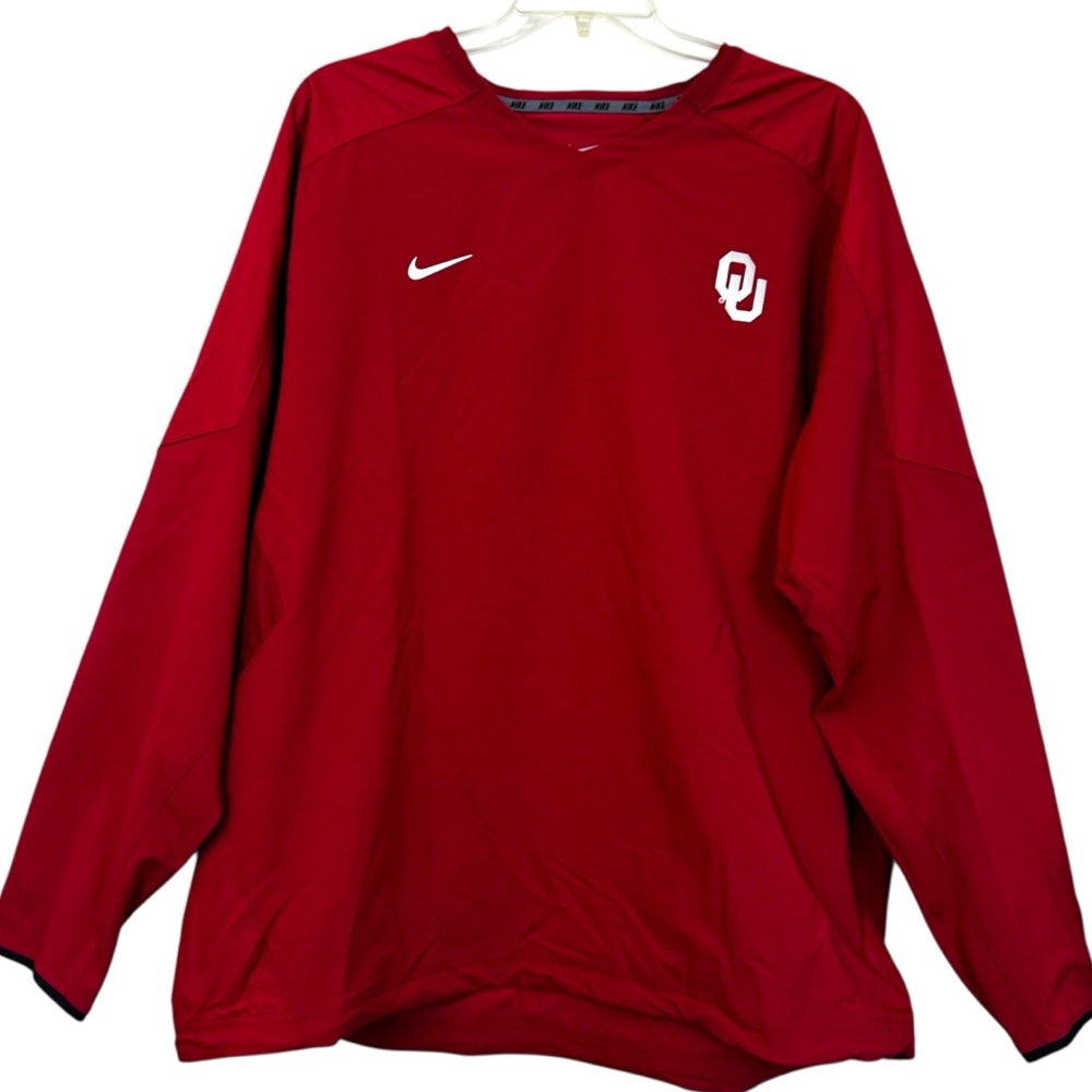 Sooners Oklahoma University Mens XXL Windbreaker Nike V- Neck Pullover Drawcord.